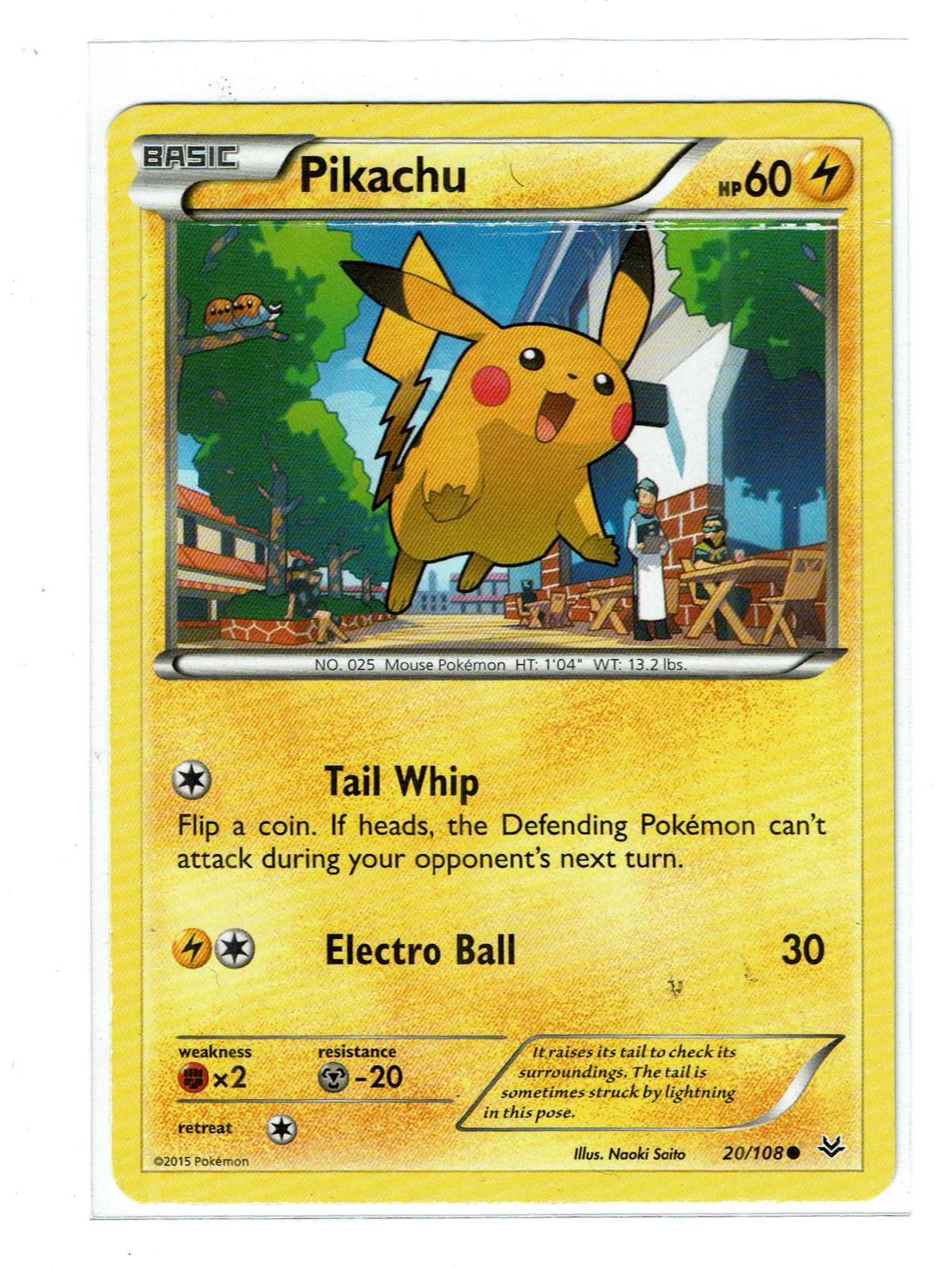Pikachu 20/108 Common Roaring Skies Pokemon Near Mint