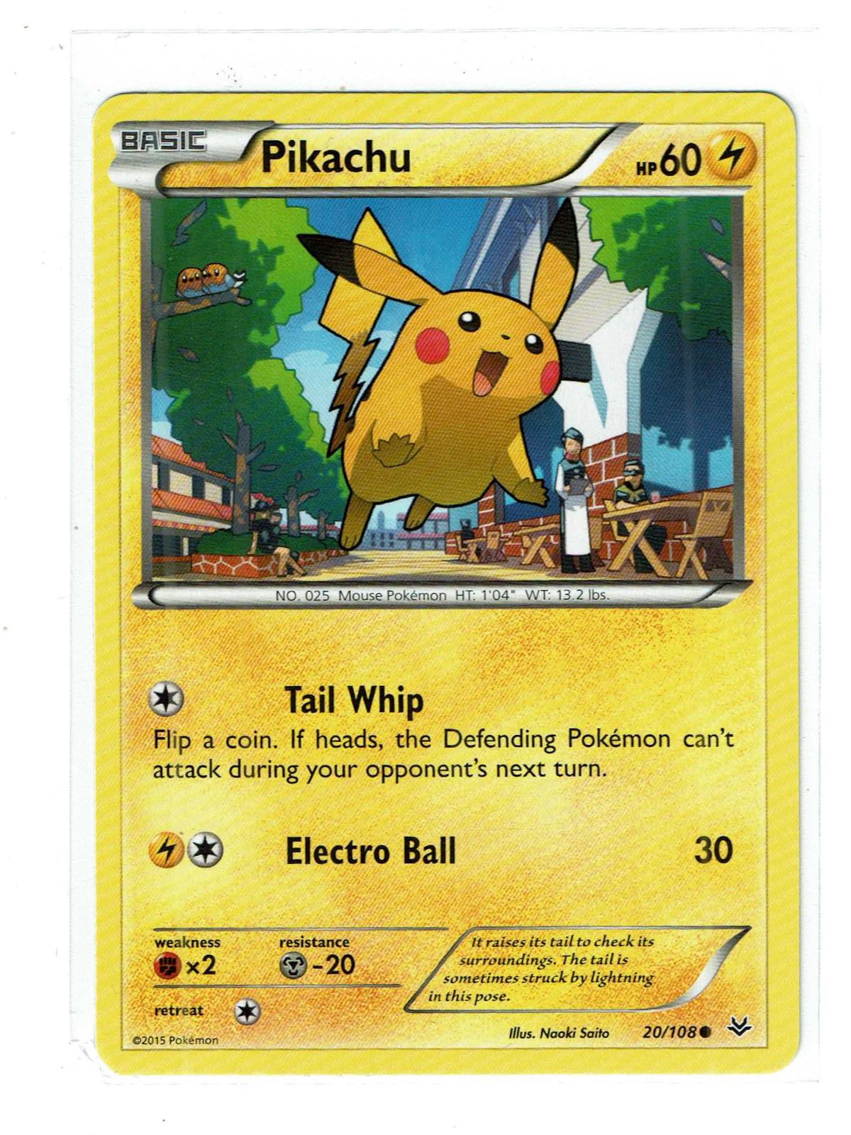 Pikachu 20/108 Common Roaring Skies Pokemon Near Mint