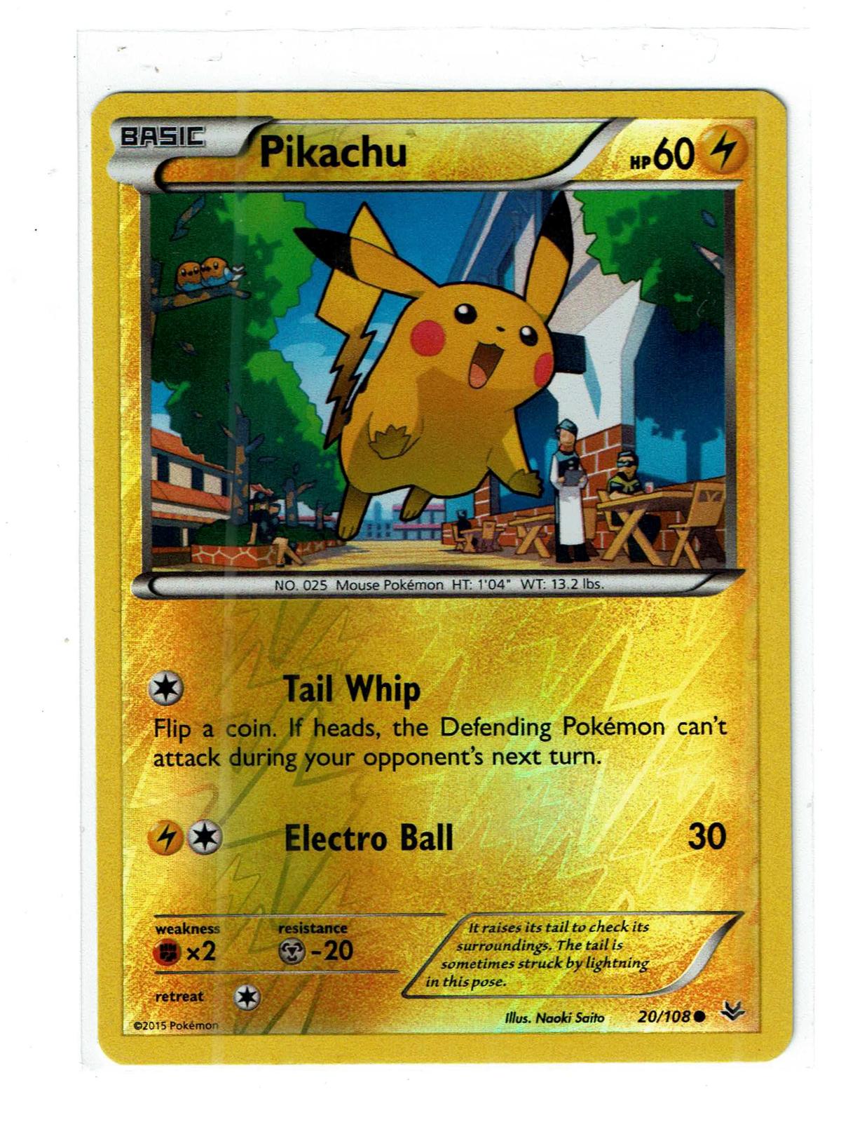 Pikachu 20/108 Common Roaring Skies Pokemon Reverse Holo Near Mint