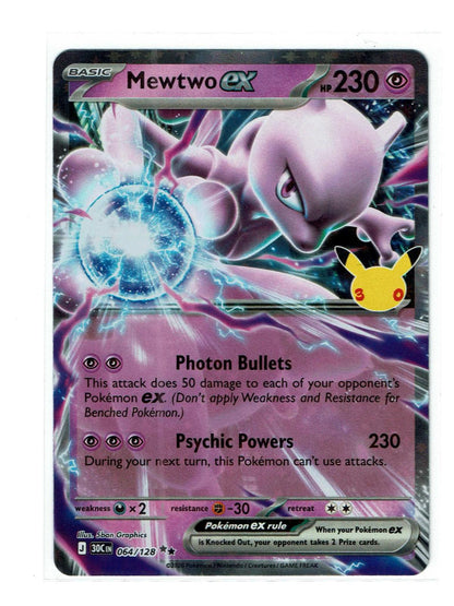 Mewtwo ex 064/128 Double Rare ME: 30th Celebration Pokemon Holo Near Mint