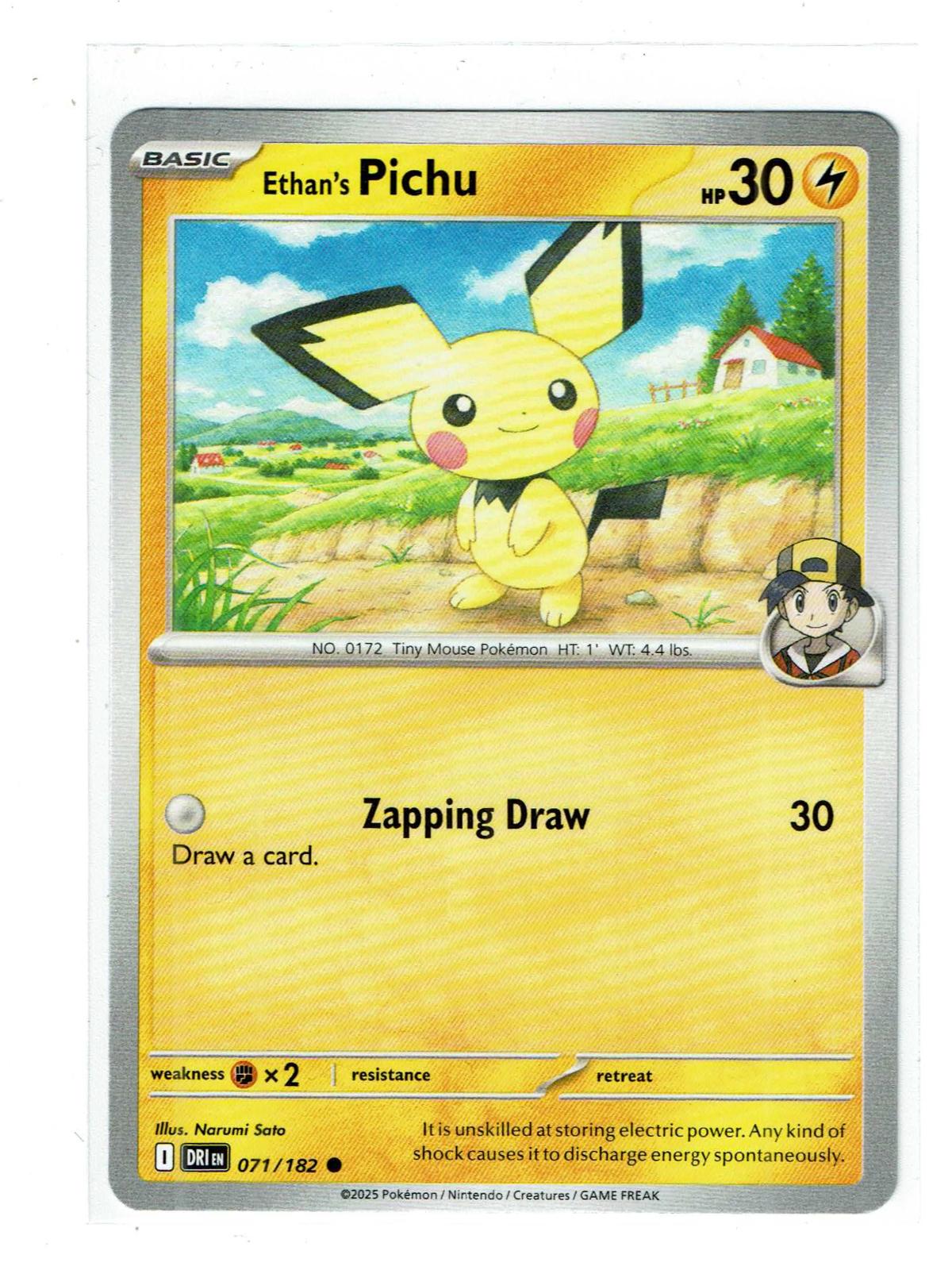 Ethan's Pichu 071/182 Common Destined Rivals Pokemon Near Mint