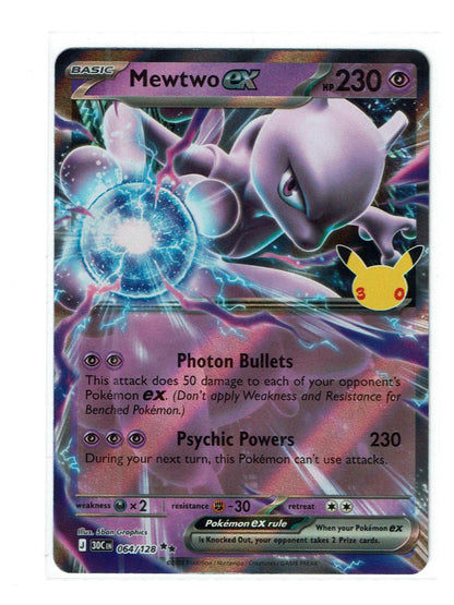 Mewtwo ex 064/128 Double Rare ME: 30th Celebration Pokemon Holo Near Mint