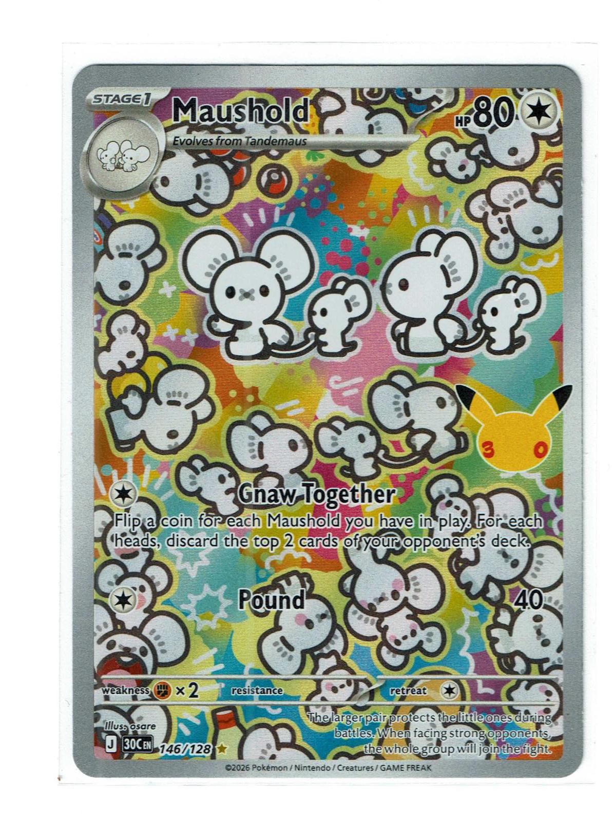 Maushold 146/128 Illustration Rare ME: 30th Celebration Pokemon Holo Near Mint