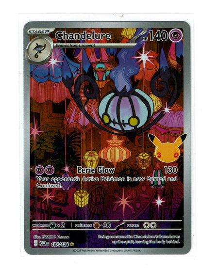 Chandelure 137/128 Illustration Rare ME: 30th Celebration Pokemon Holo Near Mint