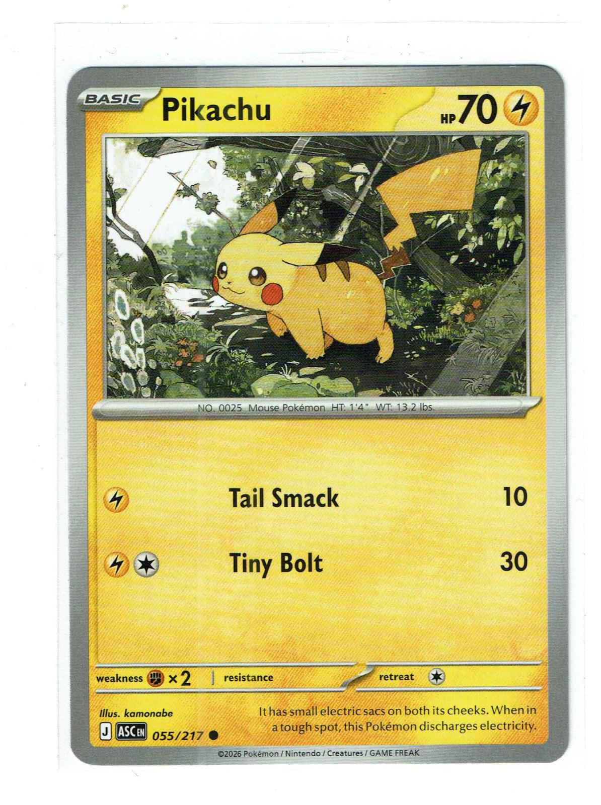 Pikachu 055/217 Common Ascended Heroes Pokemon Near Mint