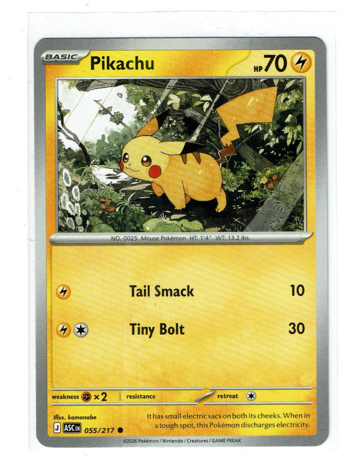 Pikachu 055/217 Common Ascended Heroes Pokemon Near Mint
