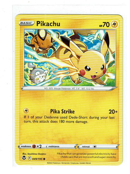 Pikachu 049/195 Common Silver Tempest Pokemon Near Mint