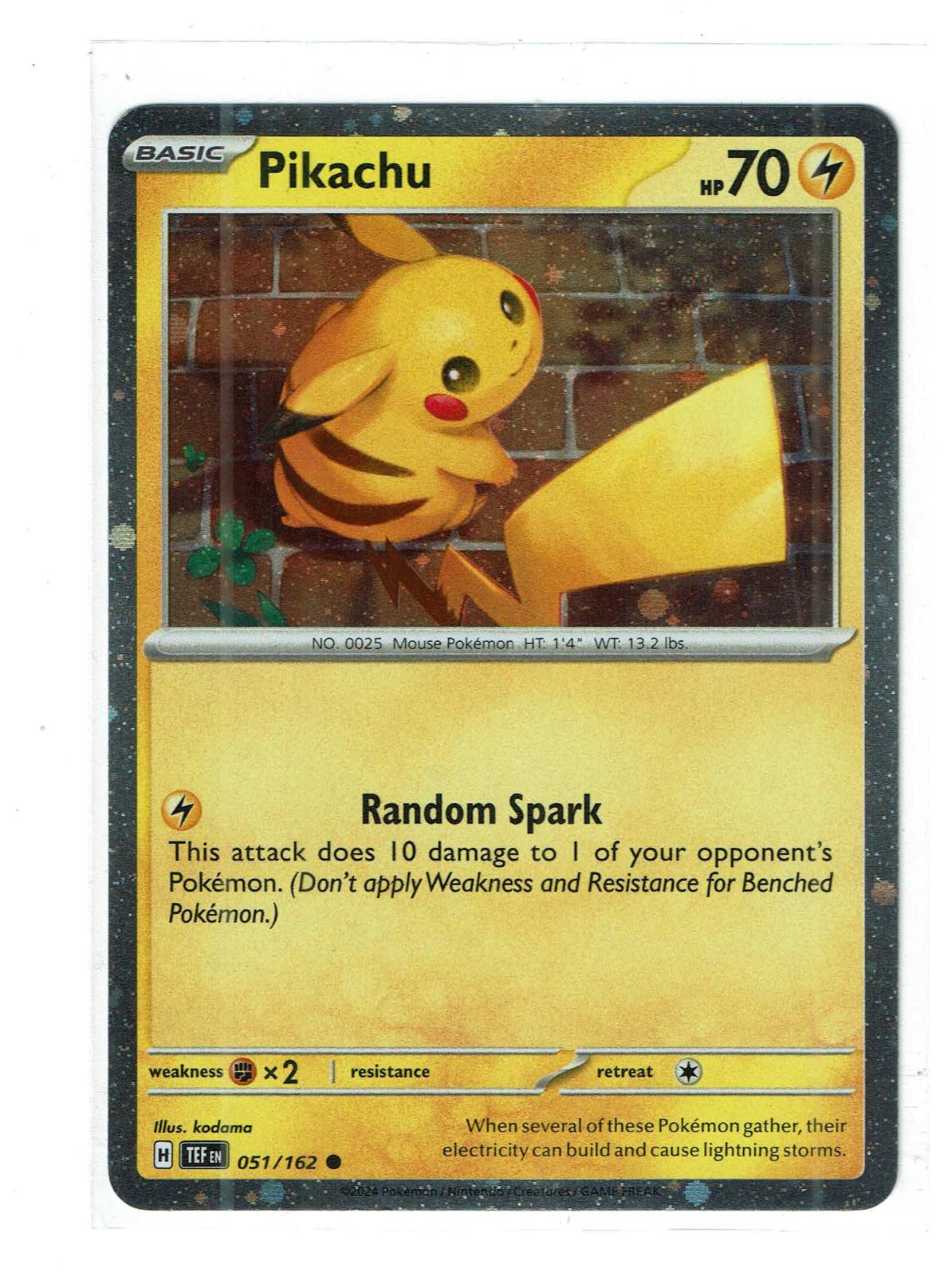 Pikachu 051/162 Common Temporal Forces Pokemon Near Mint