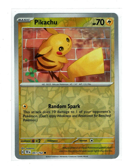 Pikachu 051/162 Common Temporal Forces Pokemon Reverse Holo Near Mint