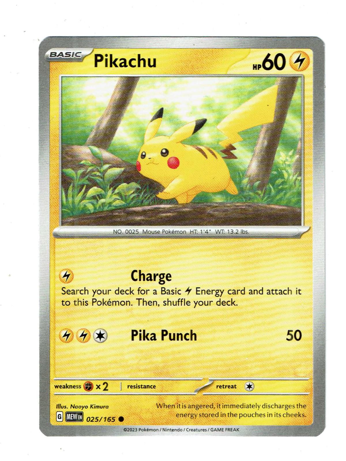 Pikachu 025/165 Common 151 Pokemon Near Mint