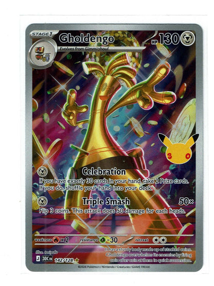 Gholdengo 142/128 Illustration Rare ME: 30th Celebration Pokemon Holo Near Mint