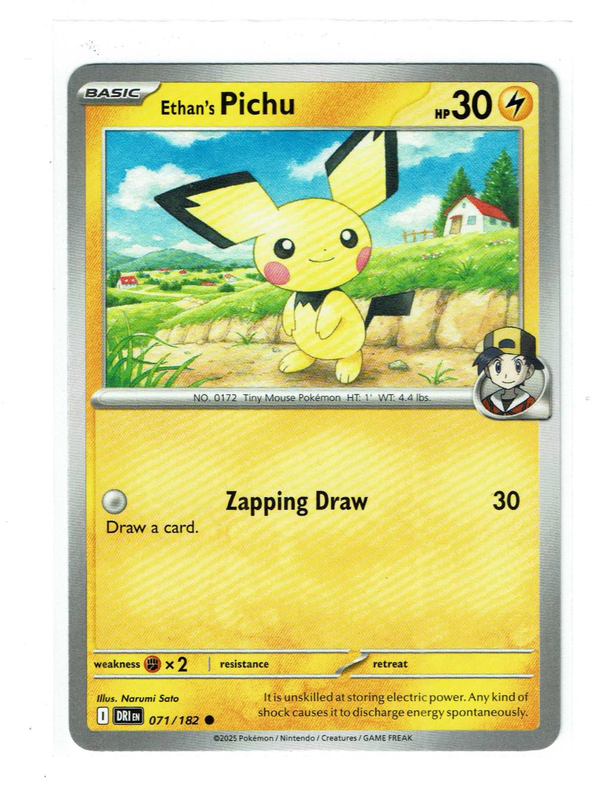 Ethan's Pichu 071/182 Common Destined Rivals Pokemon Near Mint