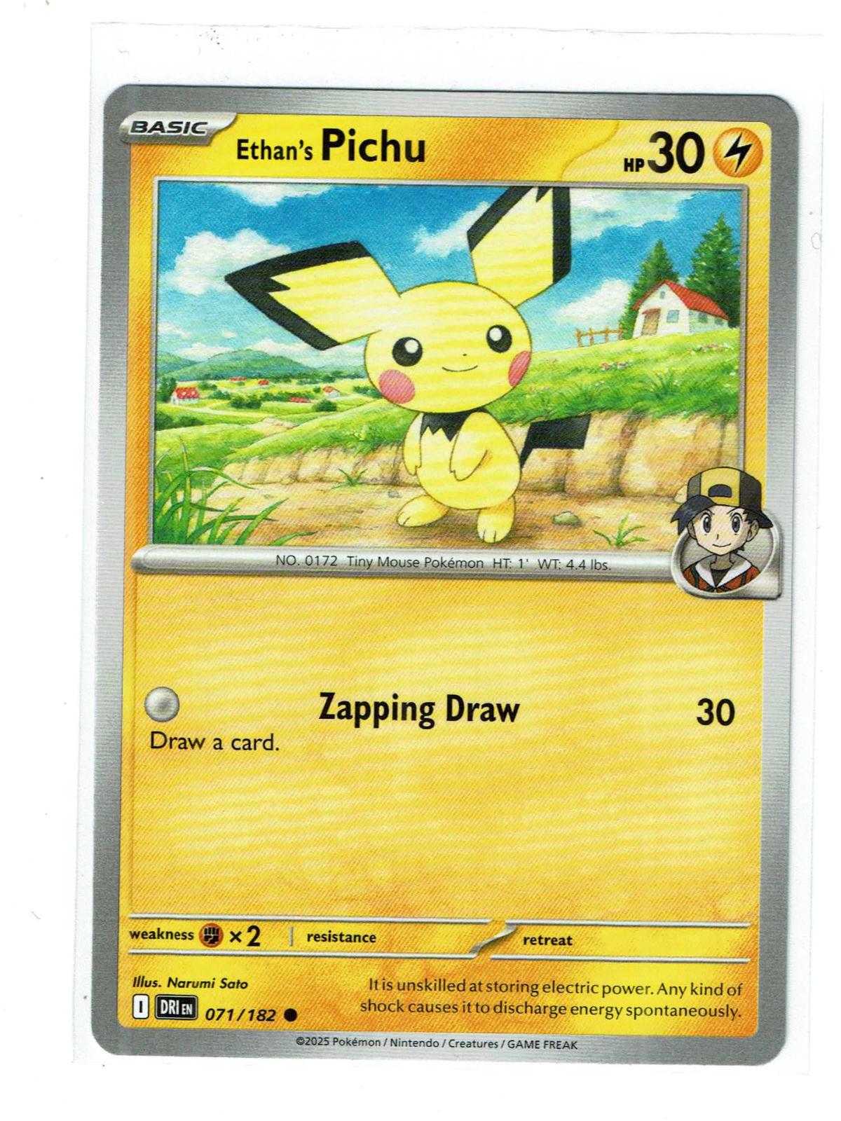 Ethan's Pichu 071/182 Common Destined Rivals Pokemon Near Mint