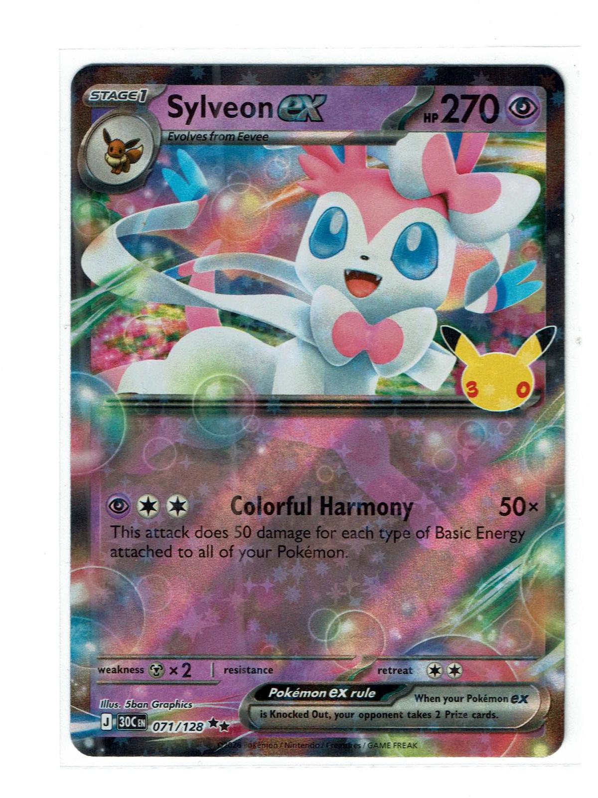 Sylveon ex 071/128 Holo Double Rare ME: 30th Celebration Pokemon Near Mint