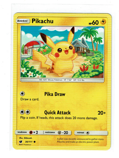 Pikachu 30/111 Common Crimson Invasion Pokemon Near Mint